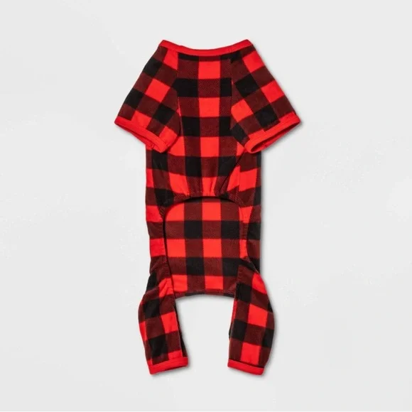 New - Wondershop Buffalo Check Matching Family Dog Pajamas in Red & Black - Picture 3 of 7